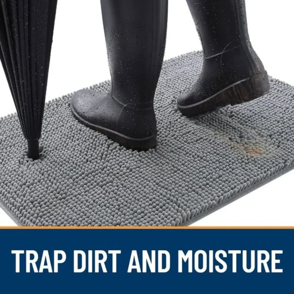 New Dog Door Mat for Muddy Paws 30x20, Absorbent, Non-Slip & Washable Grey Mat - Picture 2 of 8